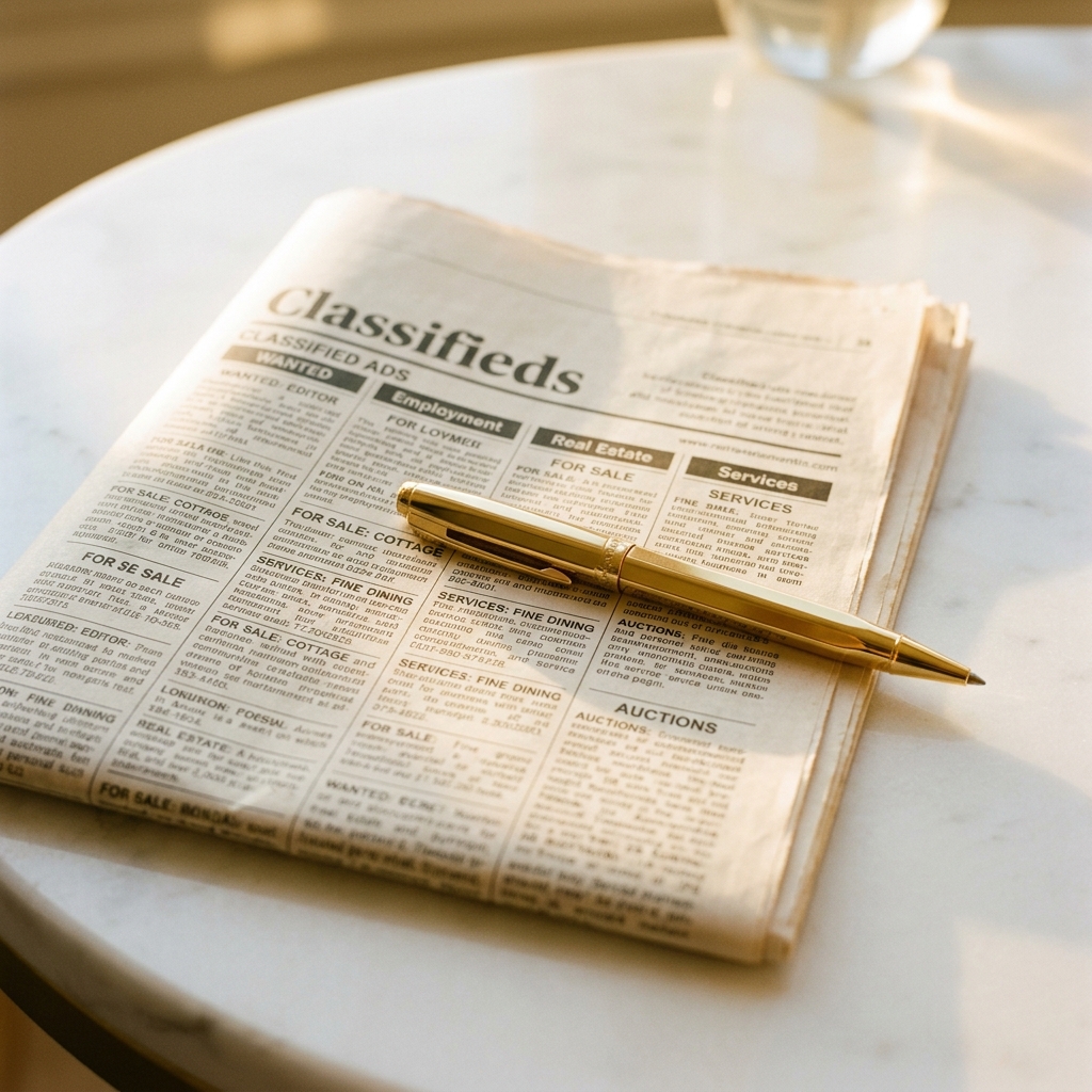 Newspaper classified text advertisements