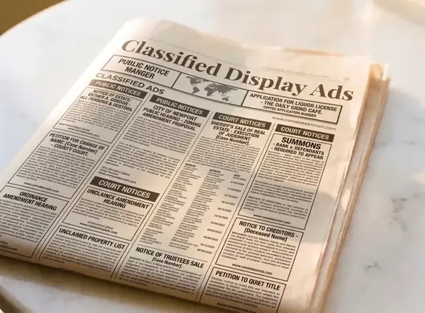 Newspaper classified display advertisements